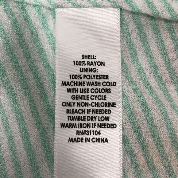 Crown & Ivy Womens Medium Split Back Layered Tank Green White Striped M Top - Picture 11 of 11